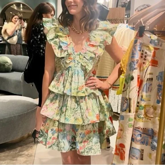 Hunter Bell Pamela Dress Garden Party Floral Tiered Mini Size 10 - Picture 15 of 16